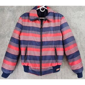 Alaska Sports Jacket Unisex 50 Red White Blue Striped Vintage Full Zip Coat